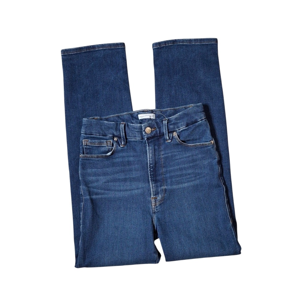 Good American Always Fits Good Classic Straight Leg HighRise Jean Dark Wash 6-12